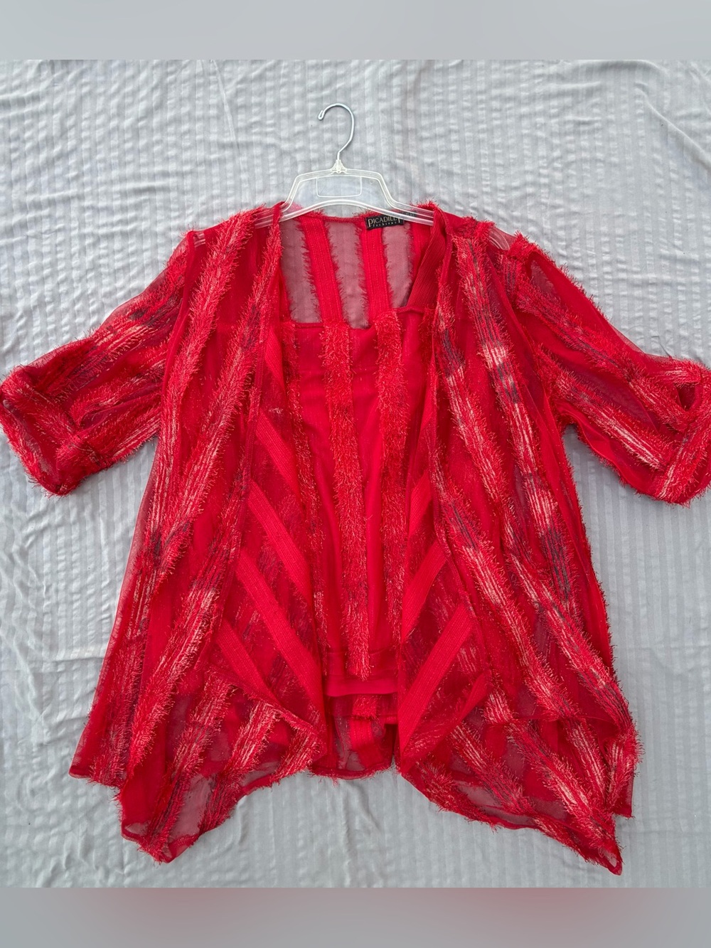 Picca Dilly Red Layered Open-Front Women's Sweater Cardigan